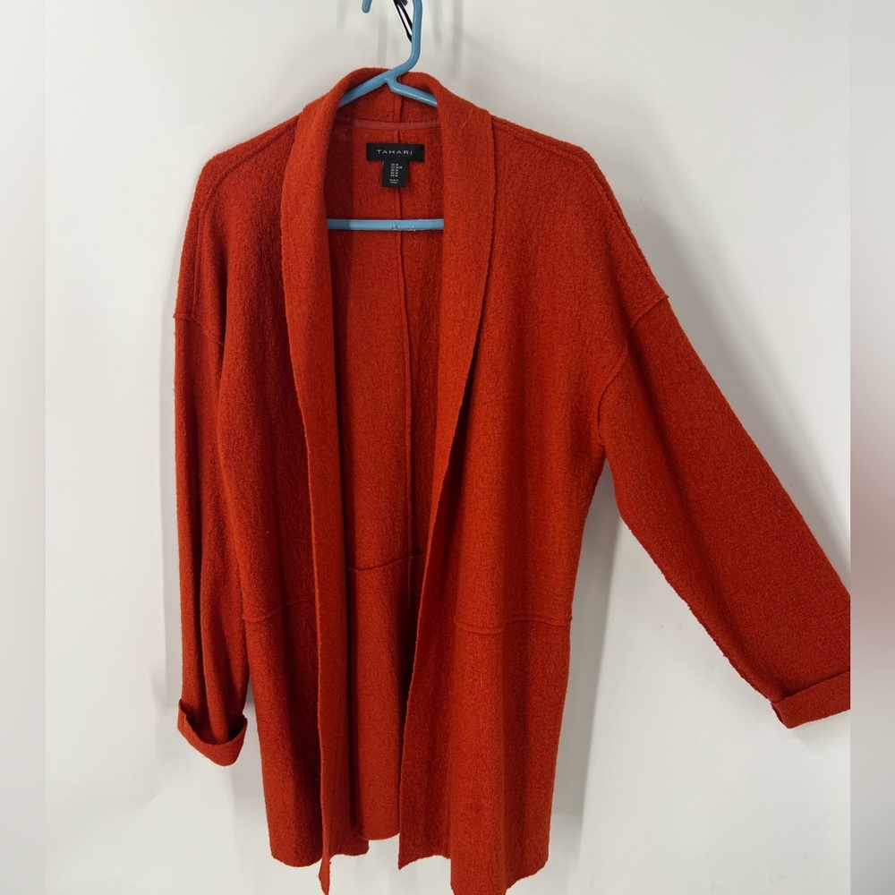 Tahari Wool Blend Open Front Lightweight Long Len… - image 1